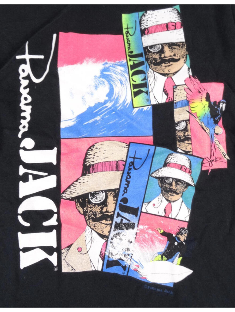 Vintage Panama Jack Surfing T Shirt Small Black Single Stitch Skate 90s Made USA